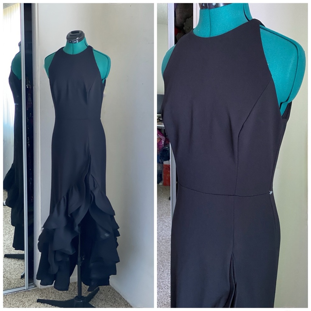 Betsy & Adam Elegant Black High Low Formal Dress Size 8